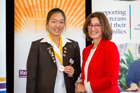 Museum of Australian Democracy Category winner 2014, Sophia Youn Jee Min with Director Daryl Karp. Photo: Steve Keough