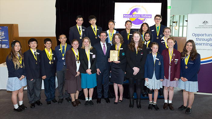 Photo: National History Challenge 2017 winners at Australian Parliament House